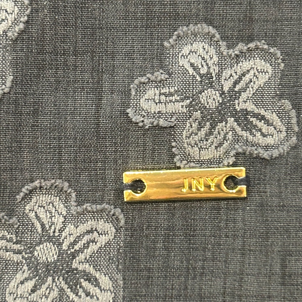 NWT Jones New York Signature Women Top M Denim Floral Embroidered Ruffle Neck - Picture 6 of 11